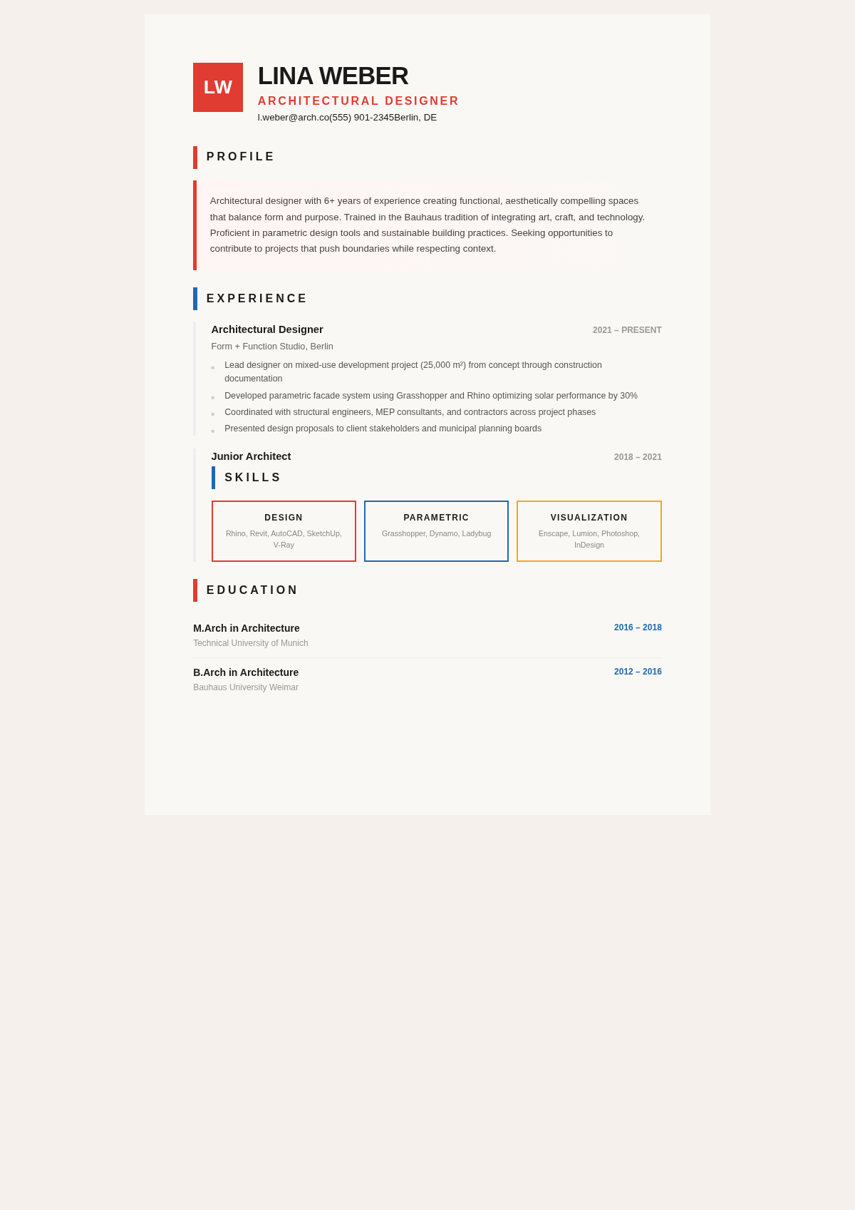 Bauhaus geometric simple resume